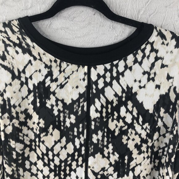 Vince Dress Womens 14 Black White Silk Sleeveless Shift Sheath Patterned Midi - Picture 9 of 14